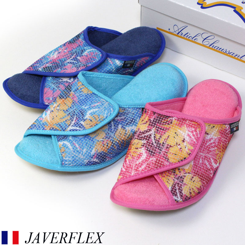 スリッパ レディース JAVERFLEX メッシュ草花柄 5315 22.5-24.5