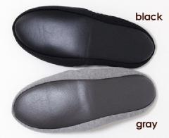 携帯スリッパ／メンズLLサイズ　二つ折りシューズタイプ黒・グレー　収納ポーチ付き　大きいサイズ